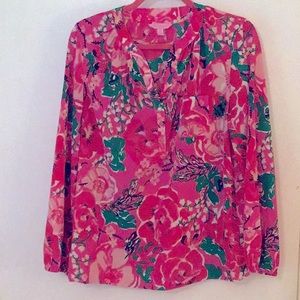 Lilly Pulitzer “ Hotta Pink” “ A Thing Called Love” Blouse
